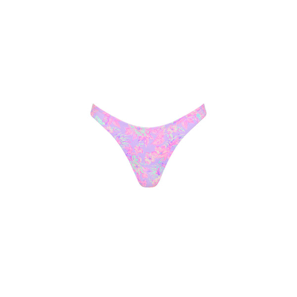 kulani kinis Gathered Deep V Thong Bikini Bottom - Lilac Love