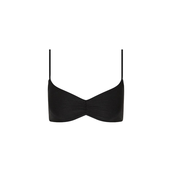 kulani kinis Gathered Mini Crop Bikini Top - Twilight Black