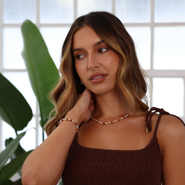 Kulani Kinis Beaded Gem Necklace - Coco