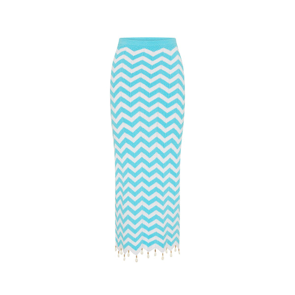 kulani kinis Chevron Knit Midi Skirt - Crystal Cove
