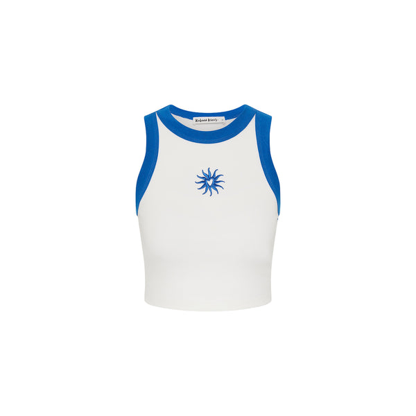kulani kinis Embroidered Crop Tank Top - Blue Skies