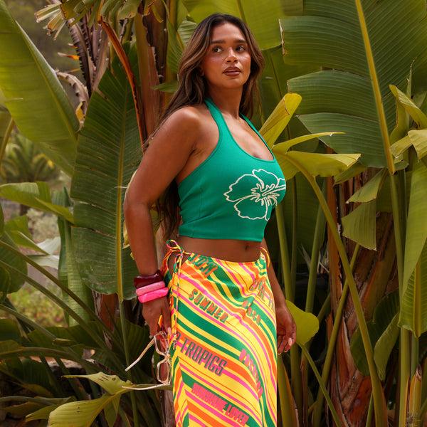 Kulani Kinis Knit Halter Tank Top - Green Envy