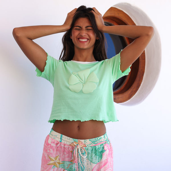 Kulani Kinis Lettuce Cropped Mini Tee - Apple Sorbet