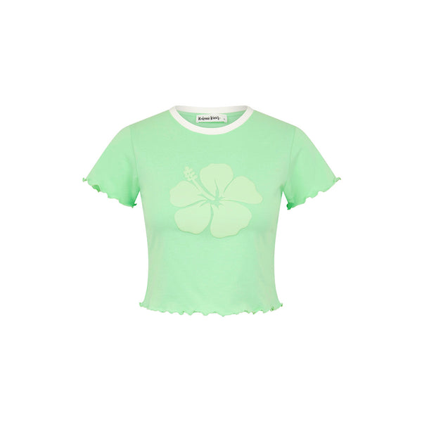 kulani kinis Lettuce Cropped Mini Tee - Apple Sorbet