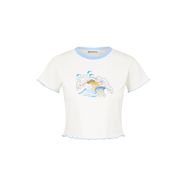 kulani kinis Lettuce Cropped Mini Tee - Blue Crush