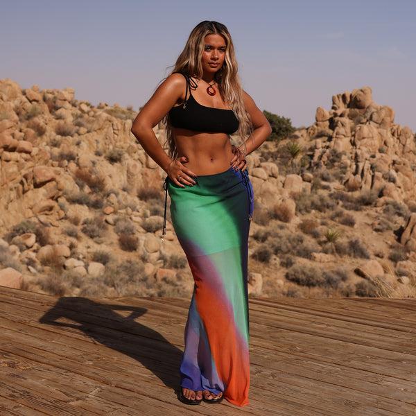 Kulani Kinis Simple Shirred Tie Crop - Natural Black