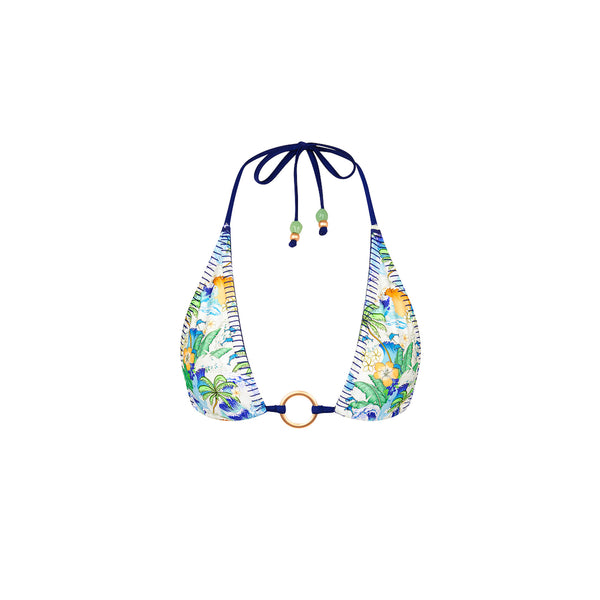 kulani kinis Lace Stitch Ring Halter Bikini Top - Blue Crush