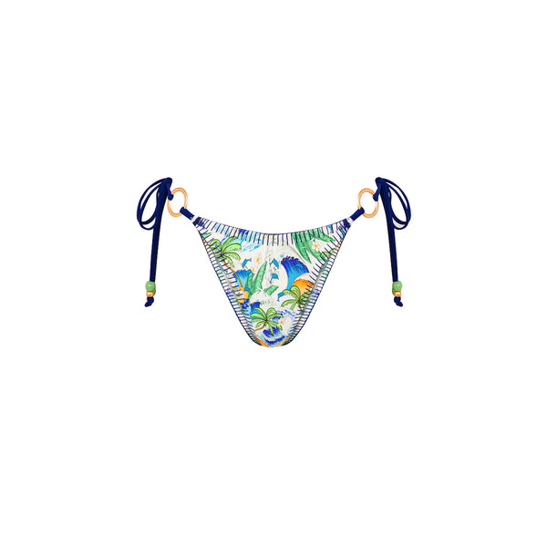 kulani kinis Lace Stitch Ring Tie Bikini Bottom - Blue Crush