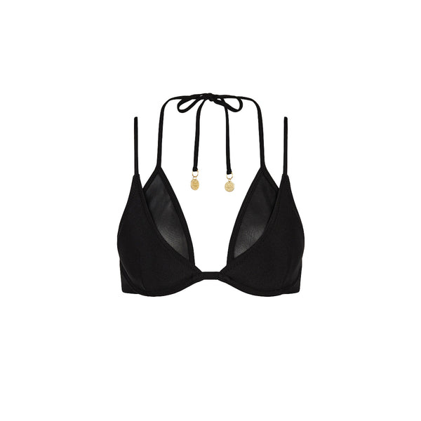 kulani kinis Layered Mesh Underwire Bikini Top - Twilight Black