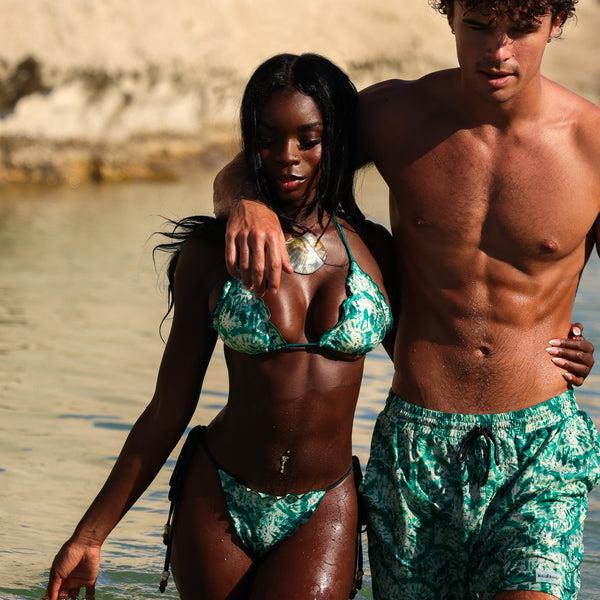 Kulani Kinis Lettuce Edge Bralette Bikini Top - Emerald Tides