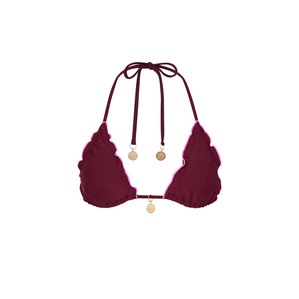 kulani kinis Lettuce Edge Bralette Bikini Top - Sangria Spritz