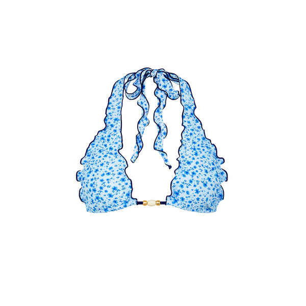 kulani kinis Lettuce Edge Halter Bikini Top - Dream Flower