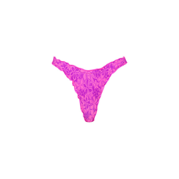 kulani kinis Lettuce Edge Thong Bikini Bottom - Bubble Berry