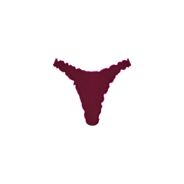 kulani kinis Lettuce Edge Thong Bikini Bottom - Sangria Spritz