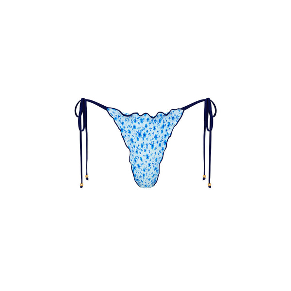 kulani kinis Lettuce Edge Thong Tie Bikini Bottom - Dream Flower