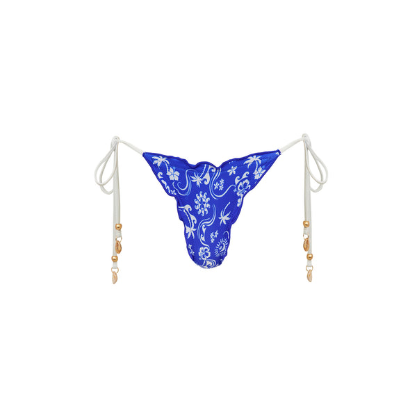 kulani kinis Lettuce Edge Thong Tie Bikini Bottom - Surfside