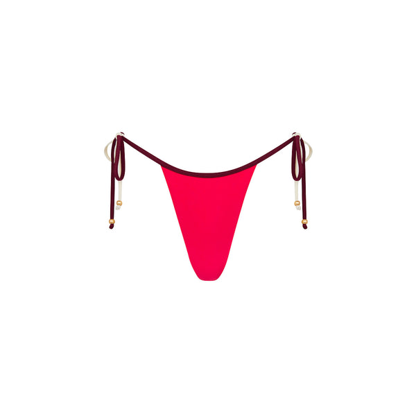 kulani kinis Micro Thong Tie Side Bikini Bottom - Cherry Cola