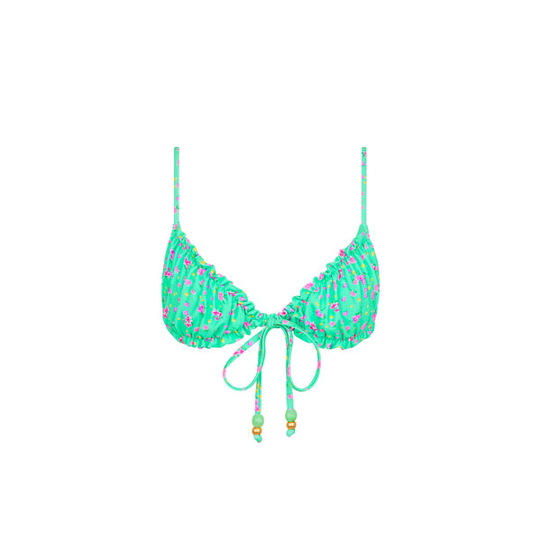 kulani kinis Ruched Bow Bralette Bikini Top - Mint Macaron
