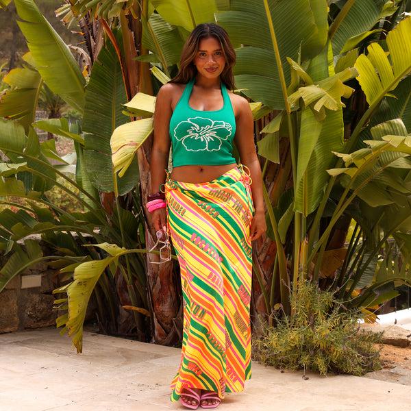 Kulani Kinis Satin Tie Side Maxi Skirt - Sunshine Lover