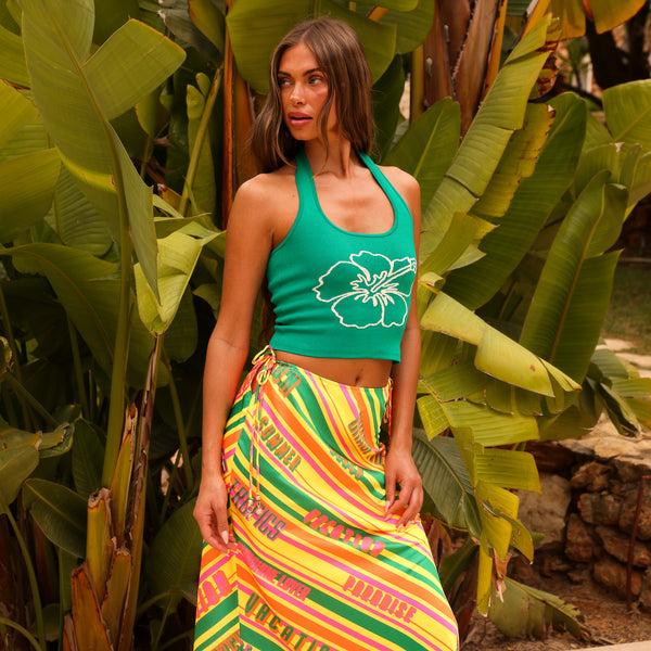 Kulani Kinis Satin Tie Side Maxi Skirt - Sunshine Lover