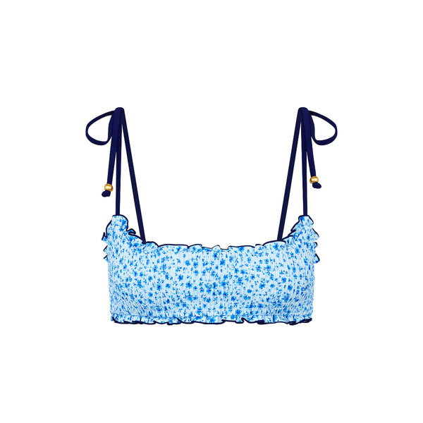 kulani kinis Shirred Crop Tie Bikini Top - Dream Flower