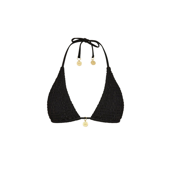 kulani kinis Shirred Triangle Bikini Top - Twilight Black