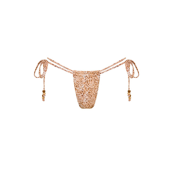 kulani kinis Tie Ruched Thong Bikini Bottom - Wild Skies