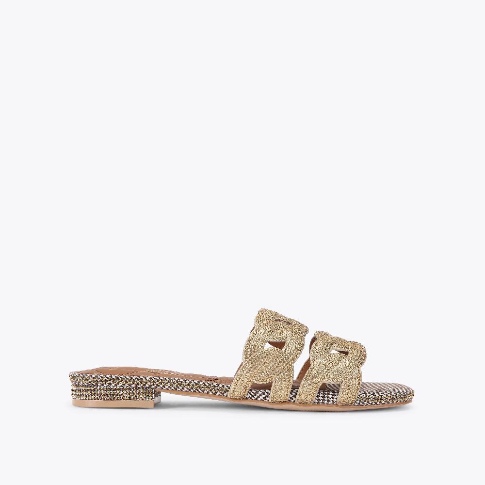 kurt geiger crystal chain flat sandal