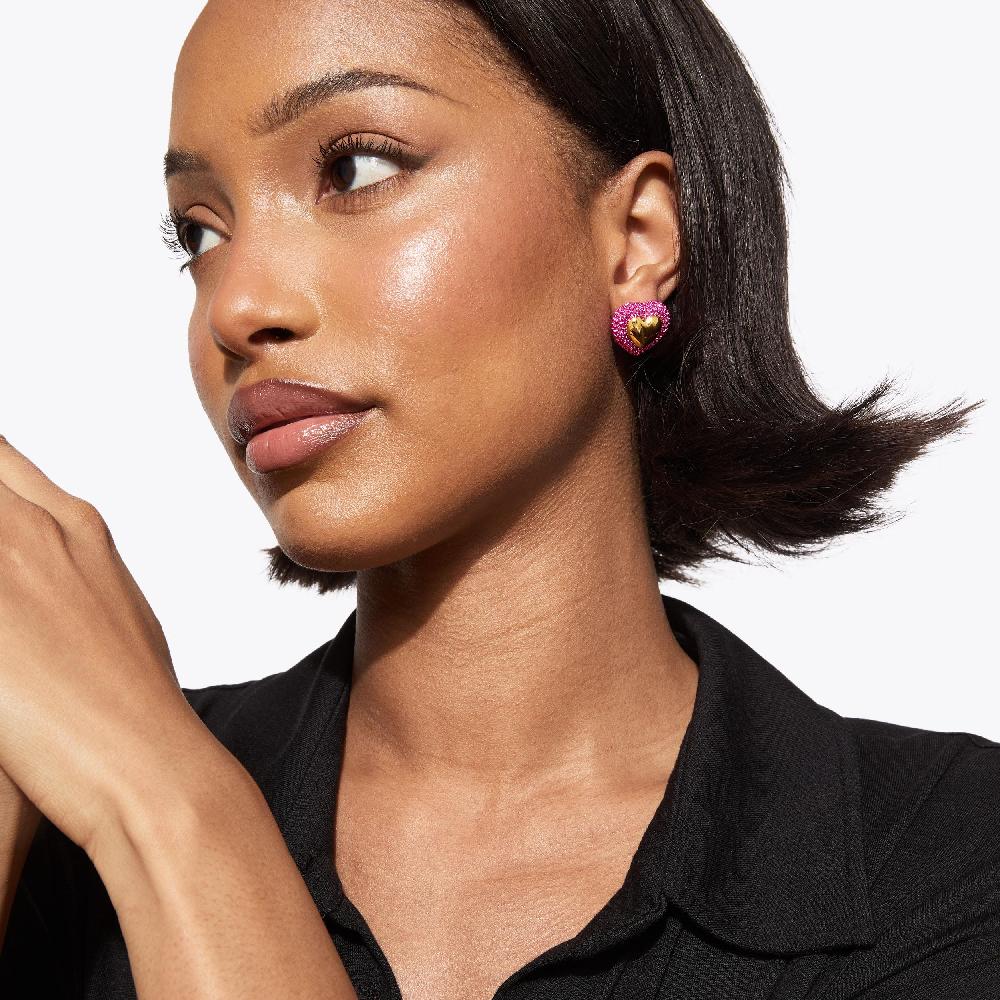 Kurt Geiger Pave Heart Stud Earrings