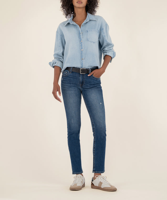 kut from the kloth Stevie Mid Rise Straight Leg Petite