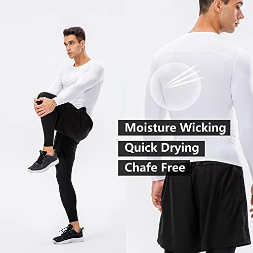 1/3 Pack Men's Compression Shirts Long Sleeve Athletic Workout Base Layer Quick Dry Fit Basketball Football Tops Undershirts