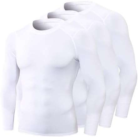 1/3 Pack Men's Compression Shirts Long Sleeve Athletic Workout Base Layer Quick Dry Fit Basketball Football Tops Undershirts