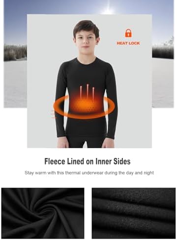 1/4 Pack Youth Boys Thermal Compression Shirts Long Sleeve Fleece Lined Athletic Base Layer Tops Undershirts For Kids