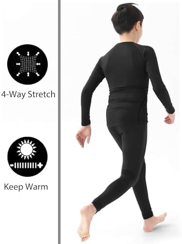 1/4 Pack Youth Boys Thermal Compression Shirts Long Sleeve Fleece Lined Athletic Base Layer Tops Undershirts For Kids