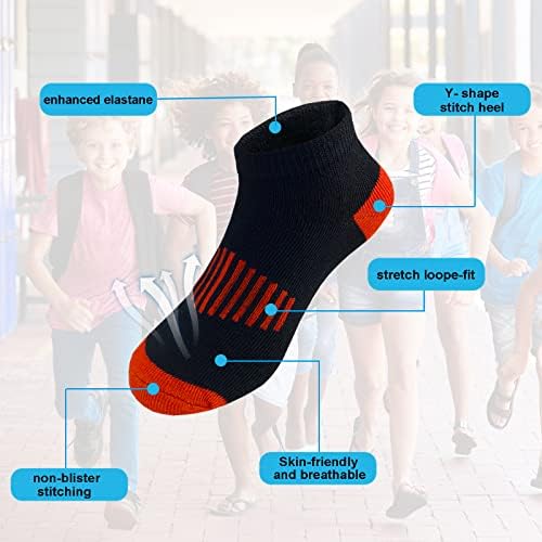 12 Pairs Boys Socks Kids Ankle Athletic Cotton Sock Half Cushioned Low Cut Sock