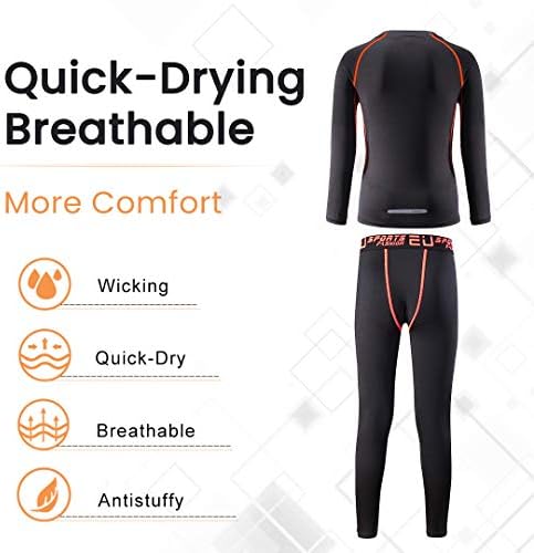 2/3/4 Pcs Boys Girls Base Layer Athletic Compression Leggings And Shirts Thermal Underwear Set Running Pants Tights