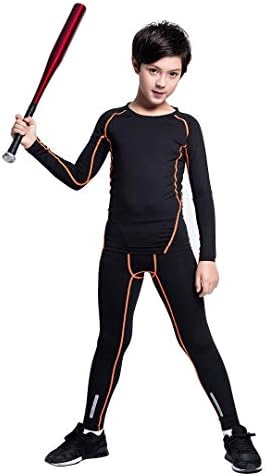 2/3/4 Pcs Boys Girls Base Layer Athletic Compression Leggings And Shirts Thermal Underwear Set Running Pants Tights