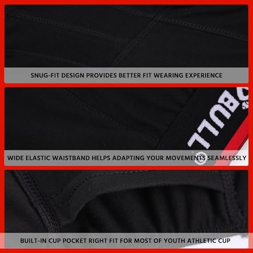 2-Pack Boys Cup Underwear Youth Boxer Briefs With 1 Protective Athletic Cup For Baseball Football Lacrosse
