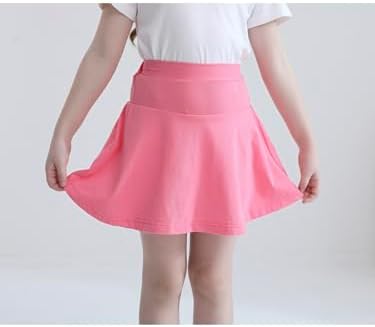 2 Pack Girls Skirts Elastic Flared Plain Tennis Skater Skirts With Built-in Shorts Kids Active Flowy Skorts