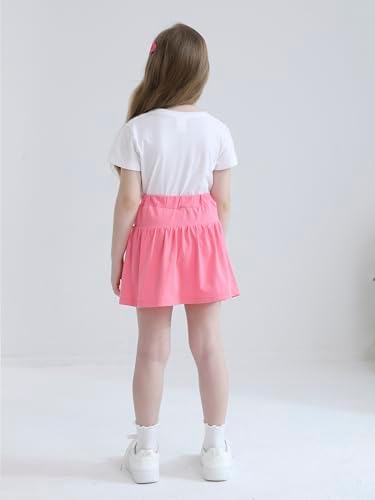 2 Pack Girls Skirts Elastic Flared Plain Tennis Skater Skirts With Built-in Shorts Kids Active Flowy Skorts