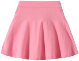 2 Pack Girls Skirts Elastic Flared Plain Tennis Skater Skirts with Built-in Shorts Kids Active Flowy Skorts