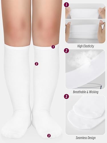 2 Pairs Kids Soccer Socks Toddler Girls Knee High Socks Uniform Sock Three Stripes For Boys Girls