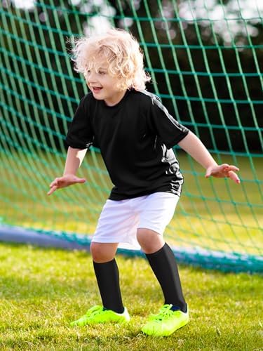 2 Pairs Kids Soccer Socks Toddler Girls Knee High Socks Uniform Sock Three Stripes For Boys Girls