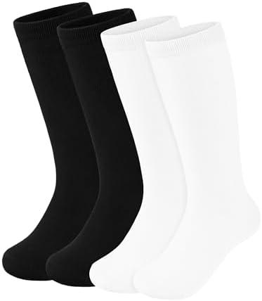 2 Pairs Kids Soccer Socks Toddler Girls Knee High Socks Uniform Sock Three Stripes for Boys Girls