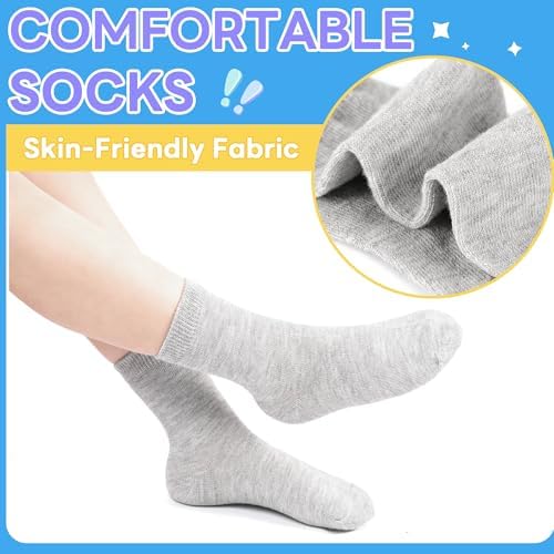20 Pairs Toddler Kids Crew Socks - Boys Girls Athletic Mid Calf Cut For School 1-13 Years