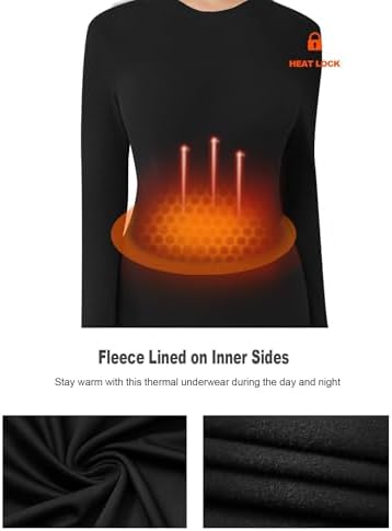 3/4 Pack Women’s Thermal Shirts Women Fleece Lined Compression Long Sleeve Base Layer Tops For Winter Cold Weather