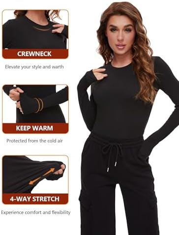 3/4 Pack Women’s Thermal Shirts Women Fleece Lined Compression Long Sleeve Base Layer Tops For Winter Cold Weather