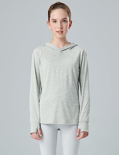 3 Pack Athletic Girls Long Sleeve Shirts With Thumb Holes Workout Hoodies For Kids Hooded Shirt Pullover Tops