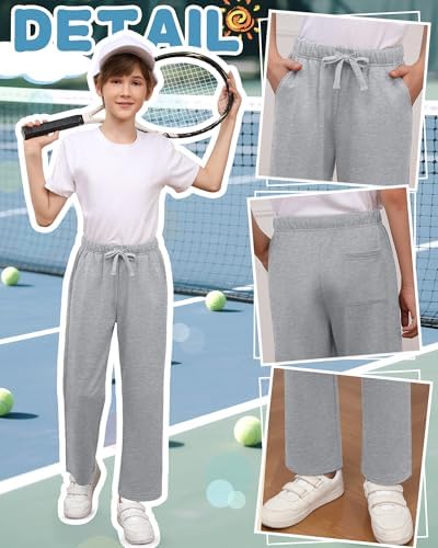 3 Pack Boys Sweatpants Straight Leg Athletic Open Bottom Joggers Workout Elastic Drawstring Kid Pants With Pockets