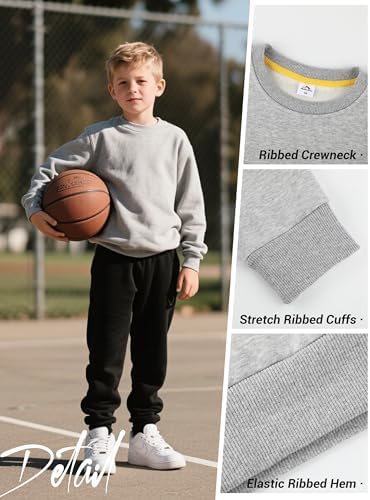 3 Pack Boys Sweatshirts Fleece Cotton Boys Long Sleeve Shirts Crewneck Kids Sweatshirts Soft Pullover Tops For Kids